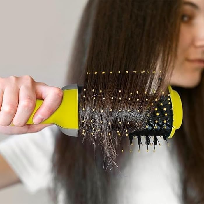 Hair Dryer Brush 2500W One Step Blow Dryer Volumizer, Hot Air Comb, Ceramic Coating, 3 Heat Levels, Styling Tool for All Hair Types, Yellow HG-1918 - Image 2